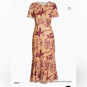 NWT $595 RHODE ARABELLA MIDI DRESS IN CREAM ENCHANTED VINE PRINT SIZE 10